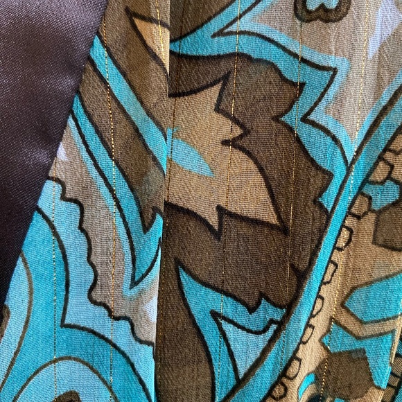 Rampage Teal and Brown Paisley Sheer Blouse - Picture 5 of 6